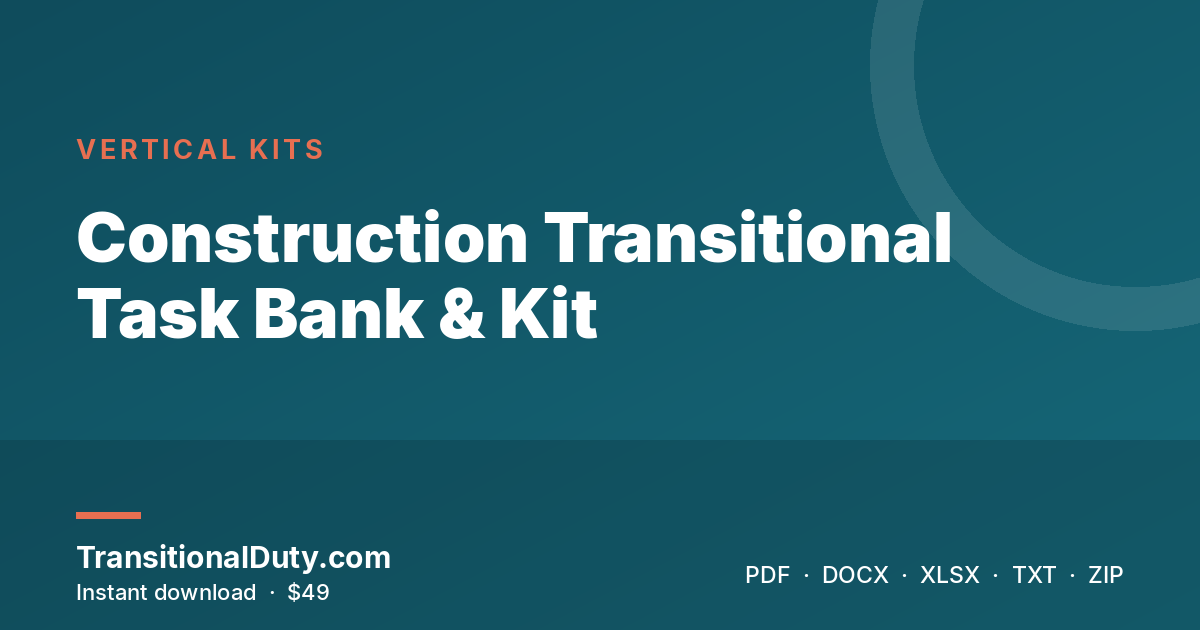 Construction Transitional Task Bank & Kit