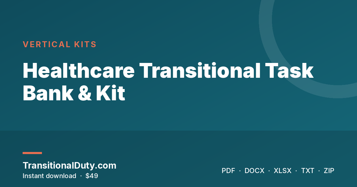 Healthcare Transitional Task Bank & Kit