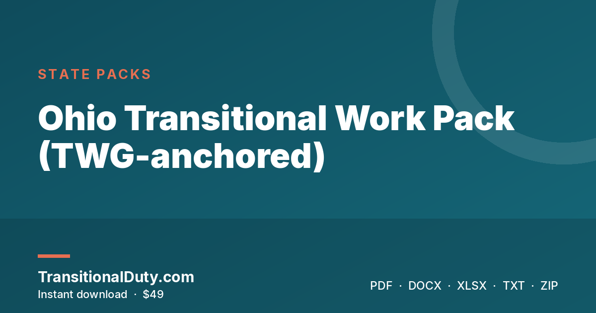 Ohio Transitional Work Pack (TWG-anchored)