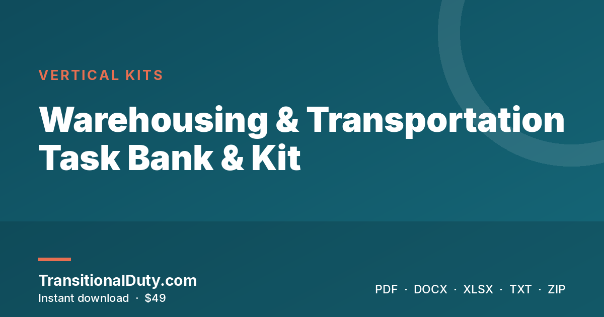 Warehousing & Transportation Task Bank & Kit